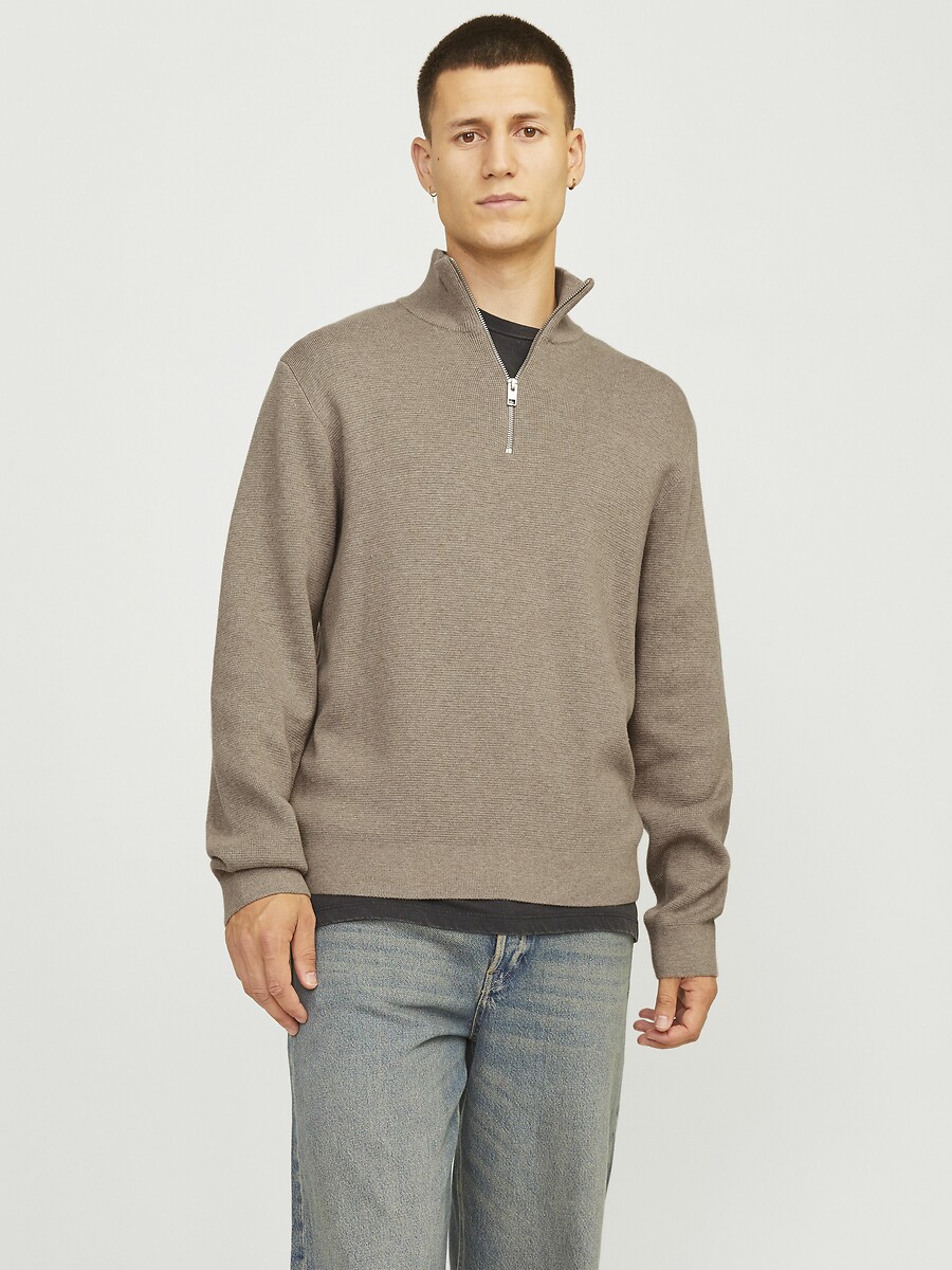JACK & JONES<br>Suéter folgado com gola de pescador e meio zíper
