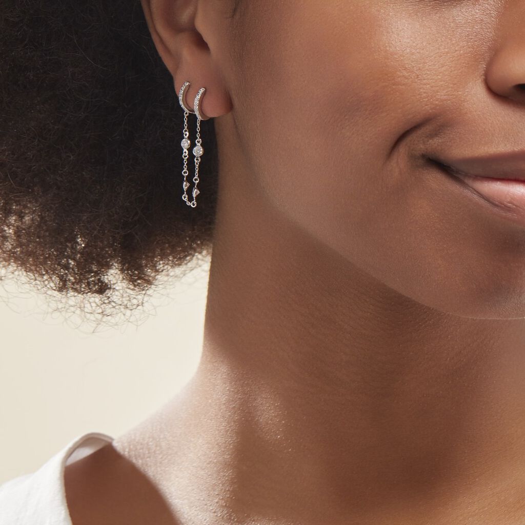 Bijou D'oreille Unitaire Argent Blanc Gretus Oxydes De Zirconium