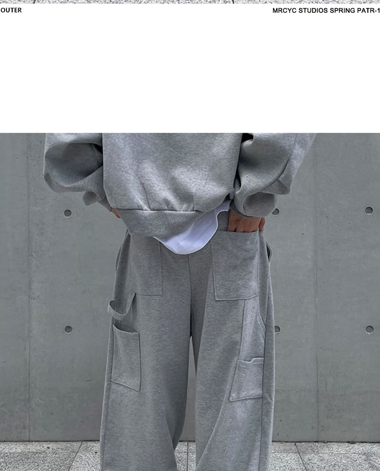 MRCYC - Effen hoodie met knoopsluiting / Wijde joggingbroek met trekkoord in de taille / Set