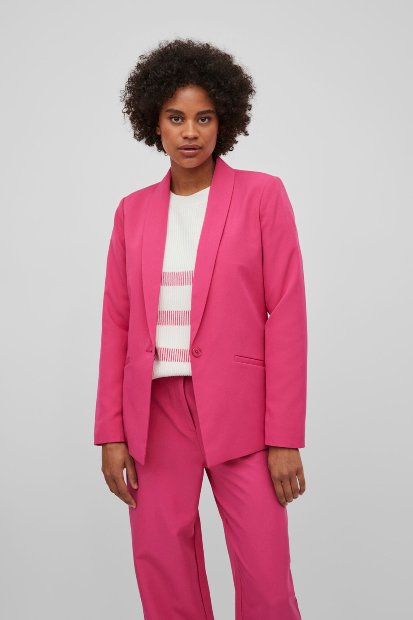 Blazer clássico de manga comprida - Rosa