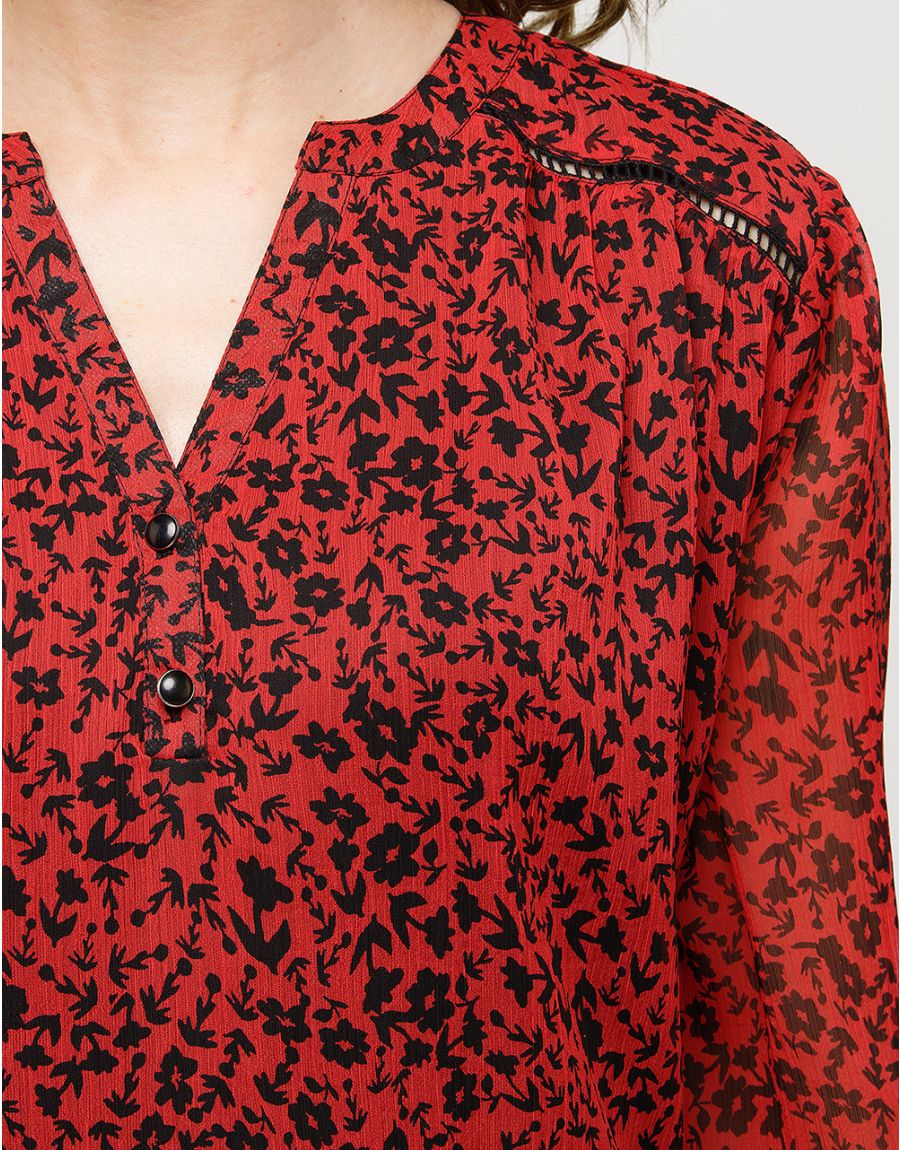 Robe voile imprimé rouge