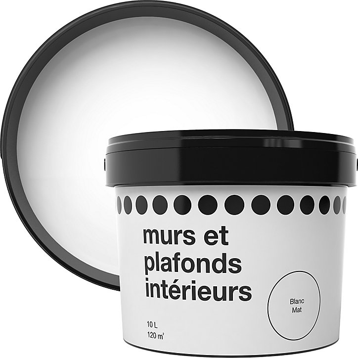 Peinture murs et plafonds blanc mat 10L