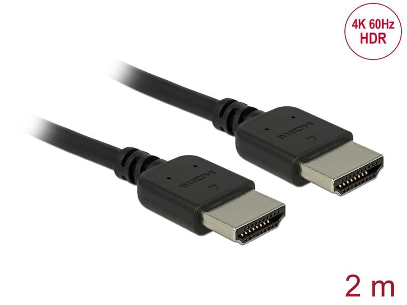 Delock Kabel hochflexibel, 4K 60Hz HDMI - HDMI, 2 m, Schwar Delock Premium HDMI Kabel 4K 60 Hz 2 m