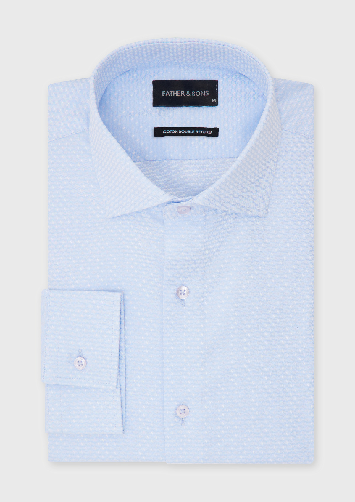 Chemise habillée Slim en coton façonné bleu ciel à motif fantaisie