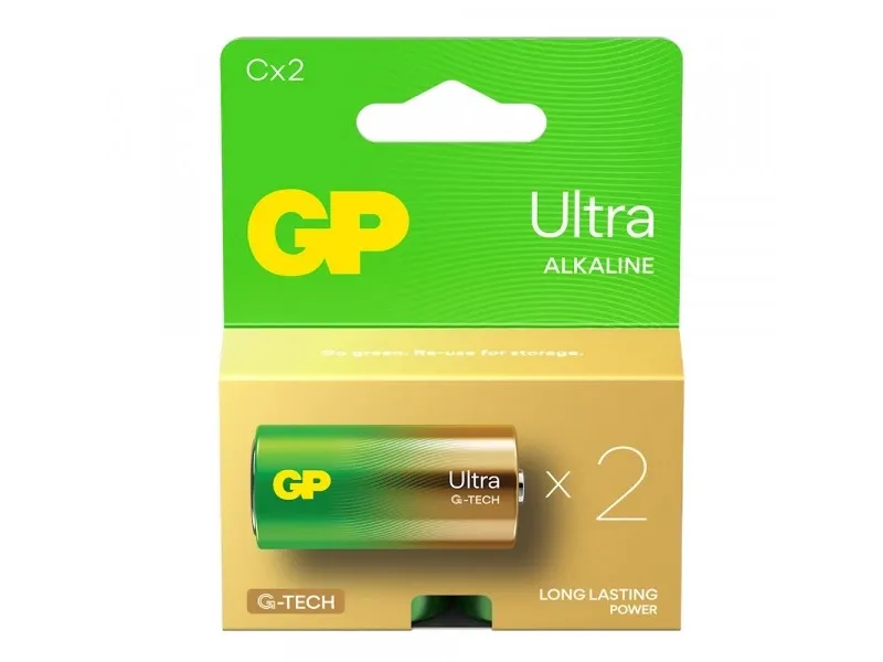 GP Batteries Ultra Alkaline GP14AU, Engangsbatteri, C, LR14, Alkaline, 1,5 V, 2 stk, Cd (cadmium), Hg (kviksølv)