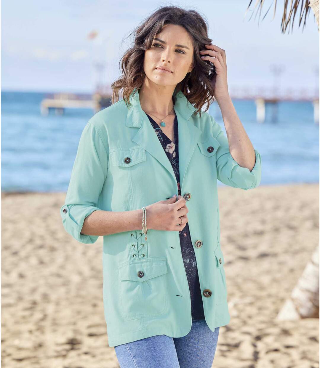 Veste Saharienne Lin et Viscose Détail Lacé