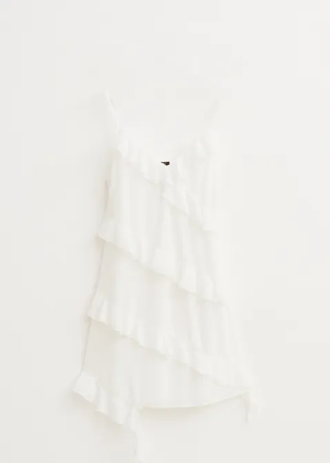 Chiffon jurk met ruffles off-white (WIT.O)