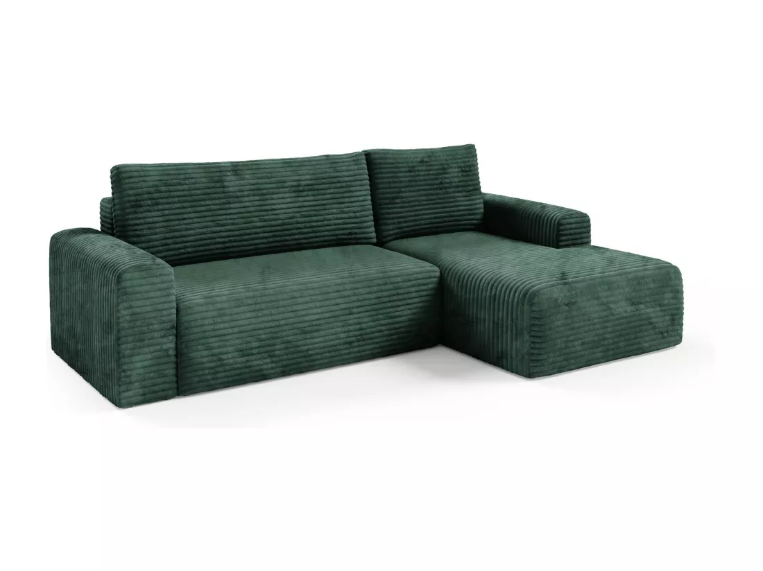 Canapé d'angle convertible en velours côtelé SONTII Vert
