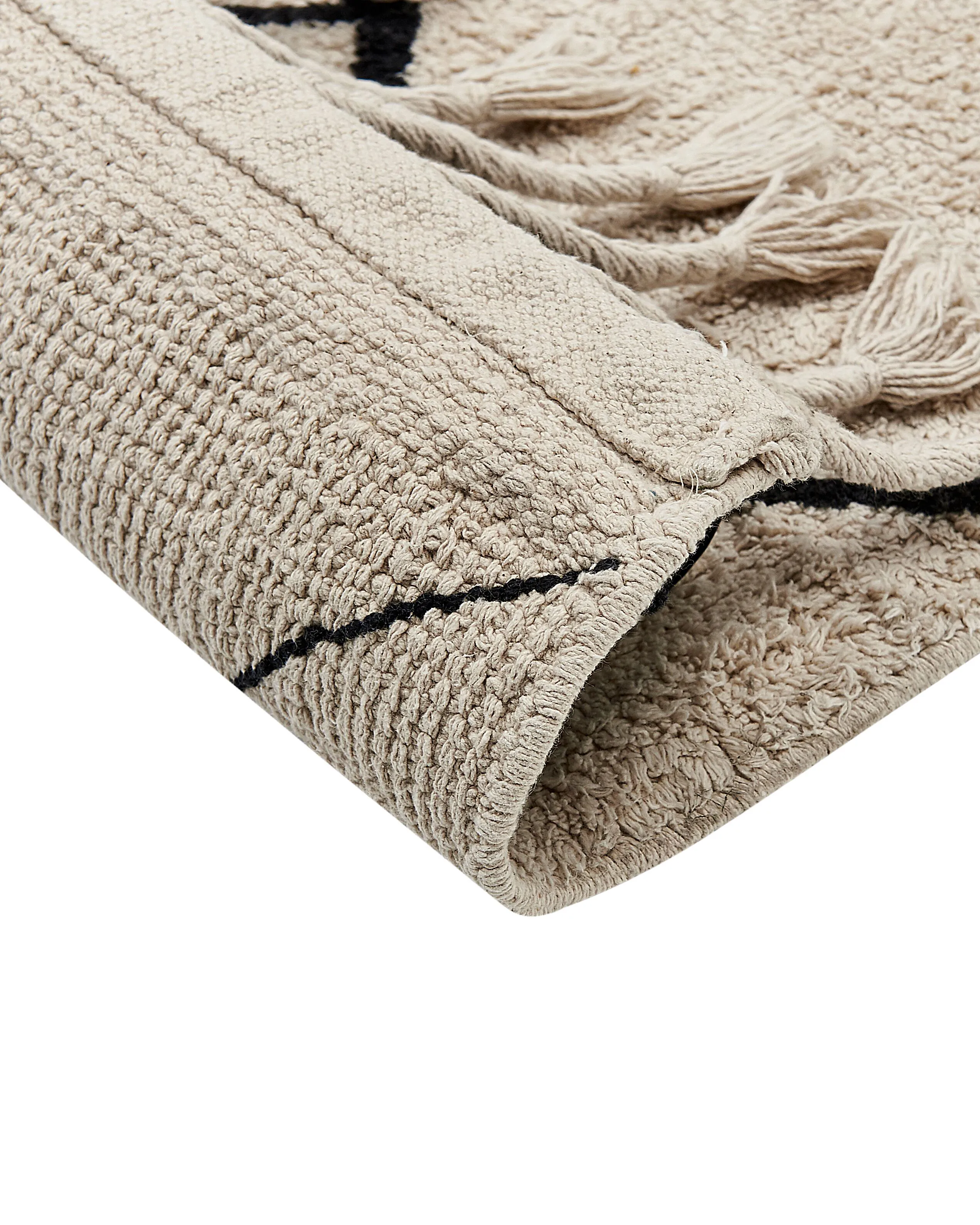 Vloerkleed ERLER Lichtbeige 160 x 230 cm Katoen