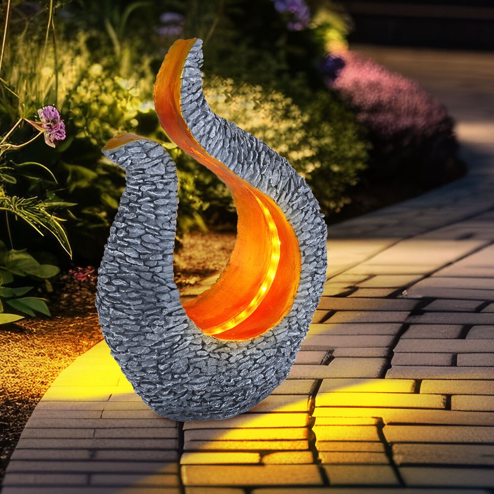 LED Solarleuchte, Skulptur, grau, gold