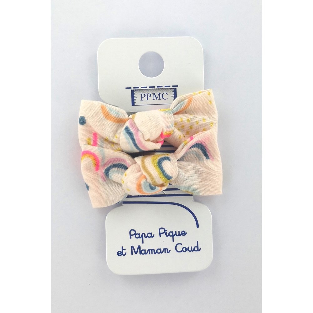 Barrettes Clic-Clac Petits Noeuds Arc En Ciel