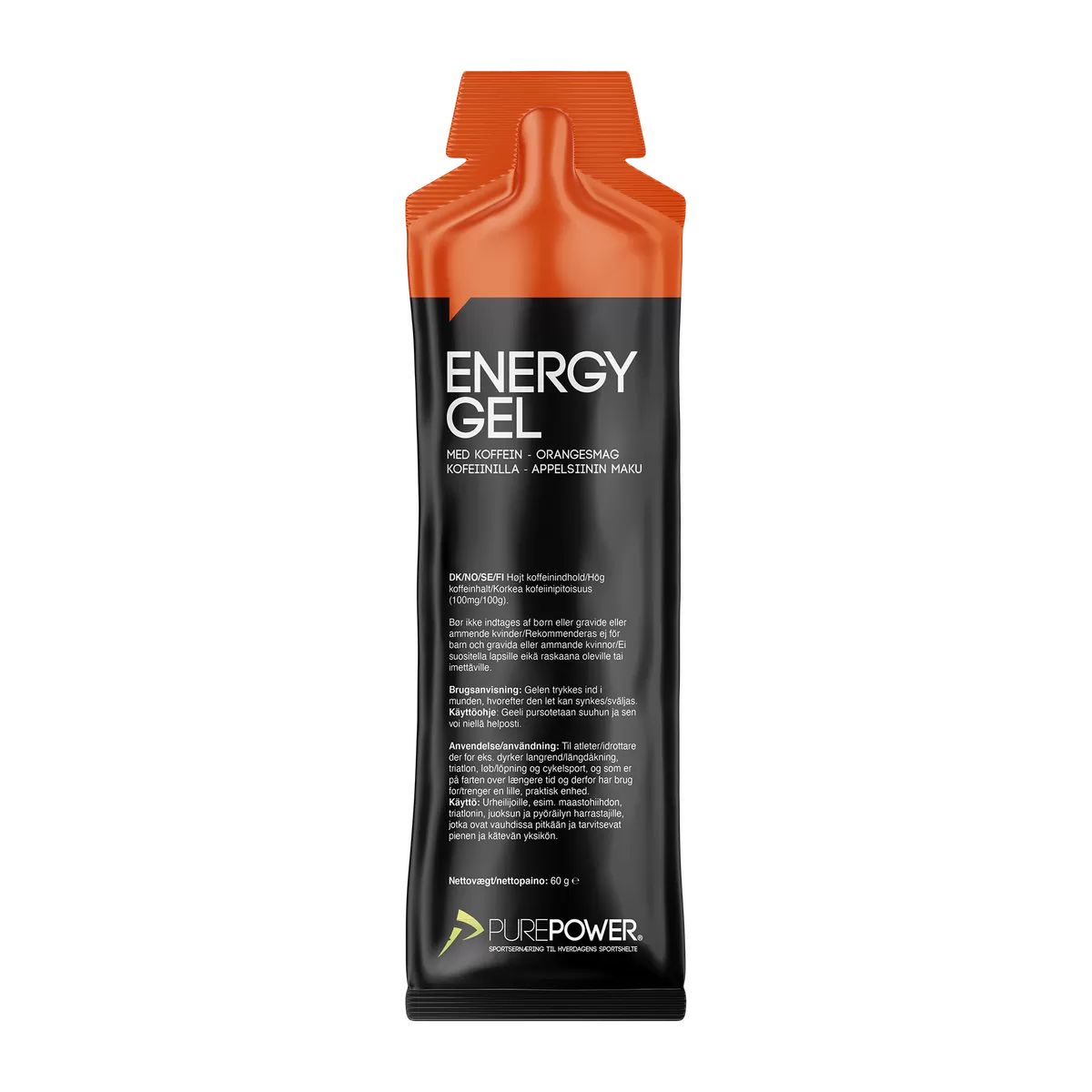 PurePower EnergyGel Appelsin Koffein - 60 g