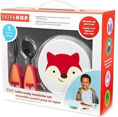 ZOO - Kinderservies - Vos - Set met Bord, Kom, Lepel en Vork - Antislip Bodem
