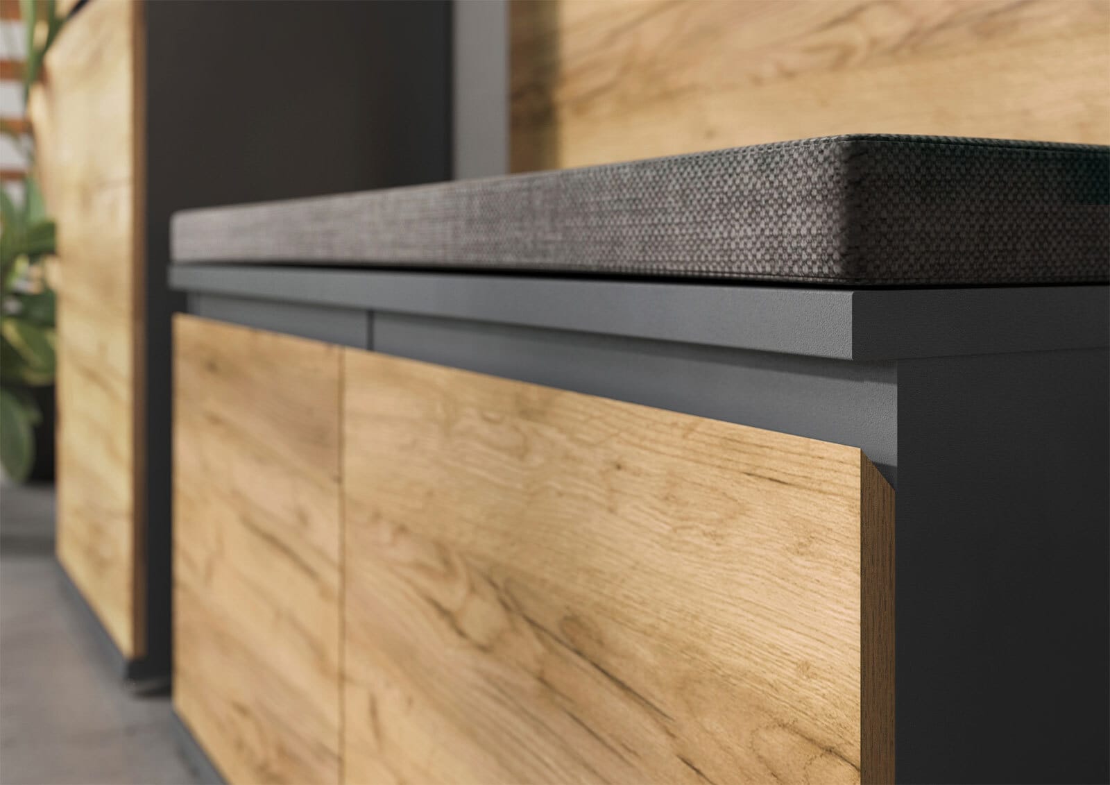 CASAVANTI Schuhbank ALMADA 96 x 52 cm anthrazit /Navara Eiche NB
