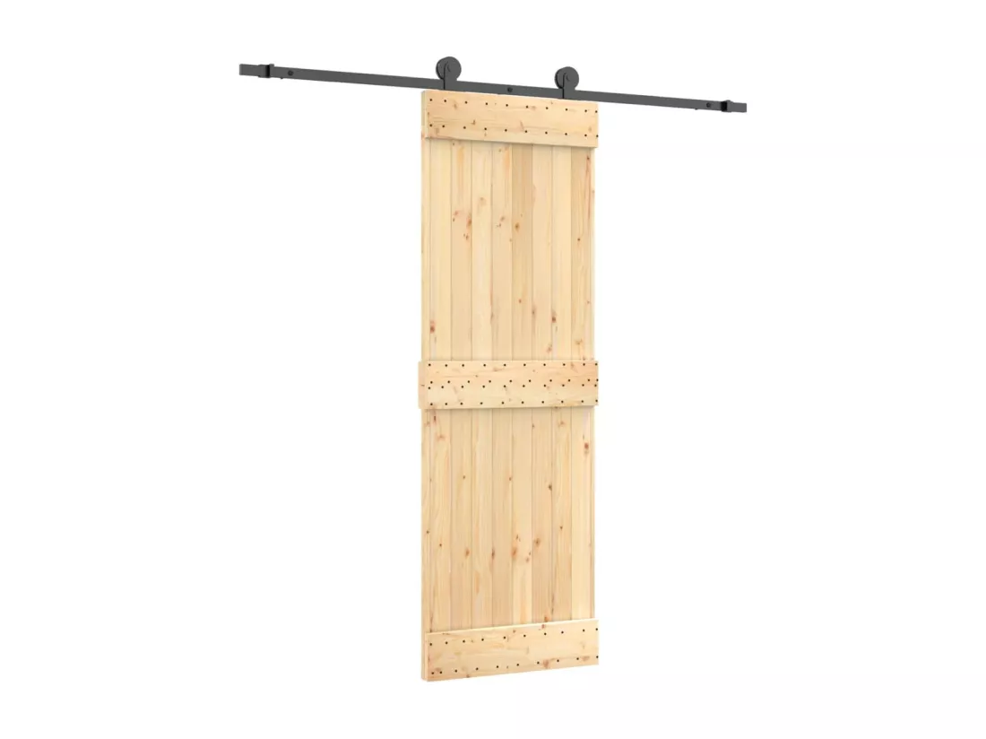 Porte coulissante et kit de quincaillerie 70x210 cm pin massif