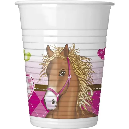 Procos Horses Plastic Cups 200 ml, 8 Stück