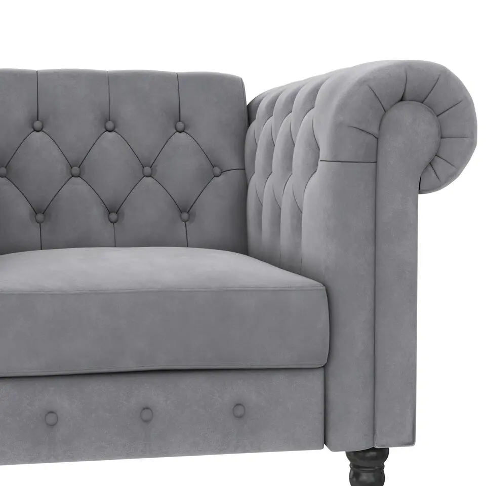 Felix - Fauteuil chesterfield lichtgrijze fluwelen