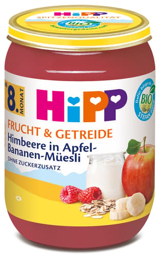 HiPP Himbeere in Apfel-Bananen-Müesli ab 8. Monat