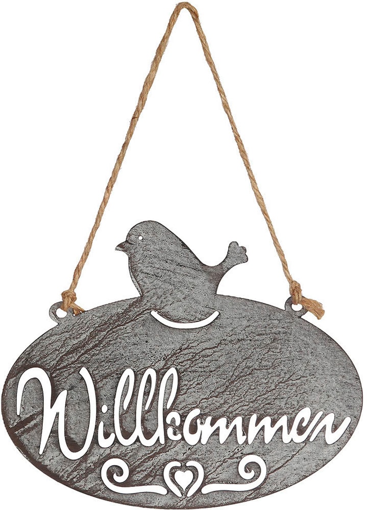 Ambiente Haus Gartenstecker »Willkommen Schild mit Vogel (B) 20cm«