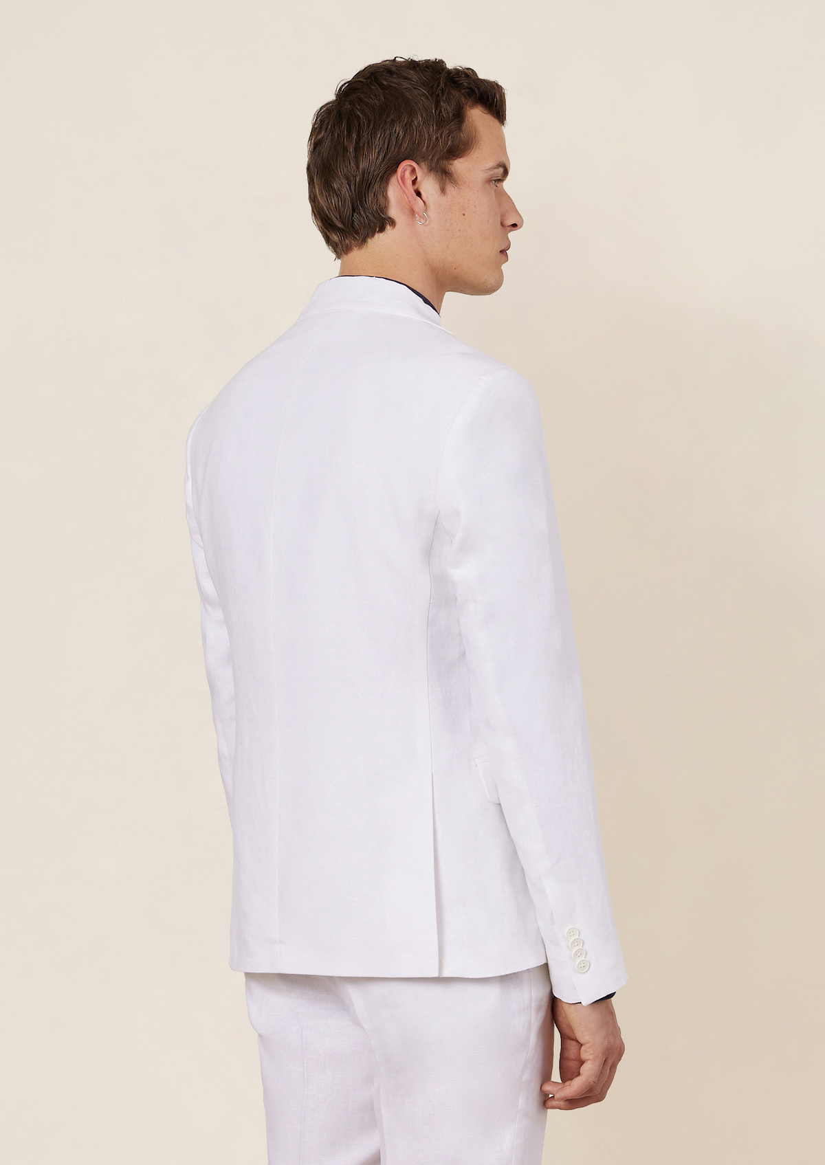 Veste coordonnable Slim en lin uni blanc