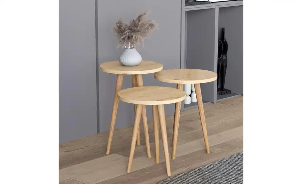 Couchtisch 3er-Set 34 cm 34 cm 34x34 Eiche, Eiche (Nachbildung)