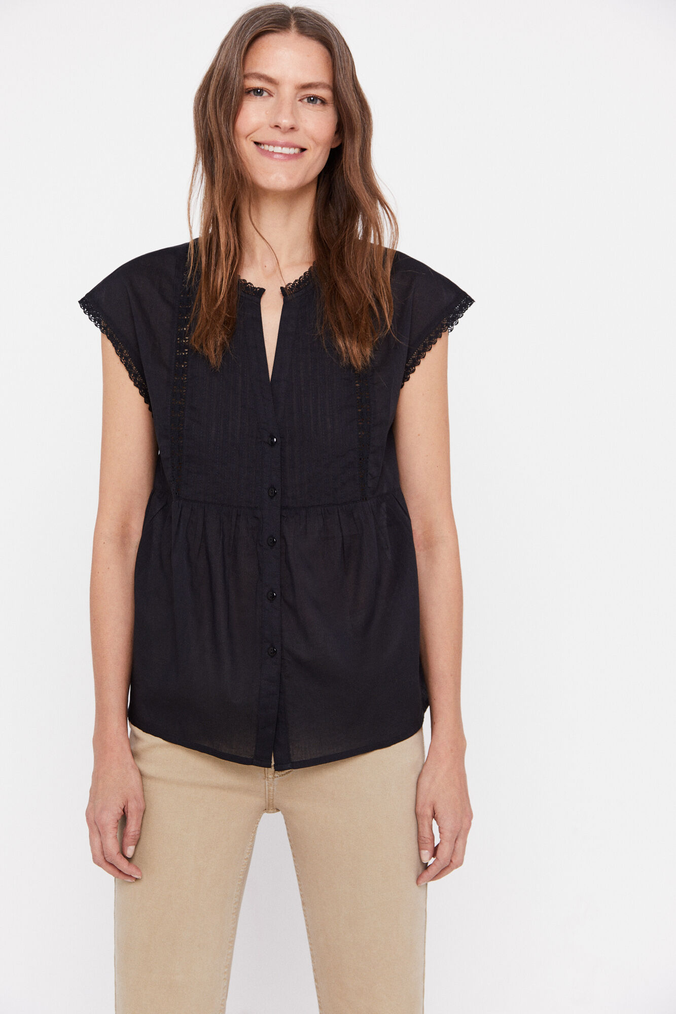 Blusa leve de algodão - Preta