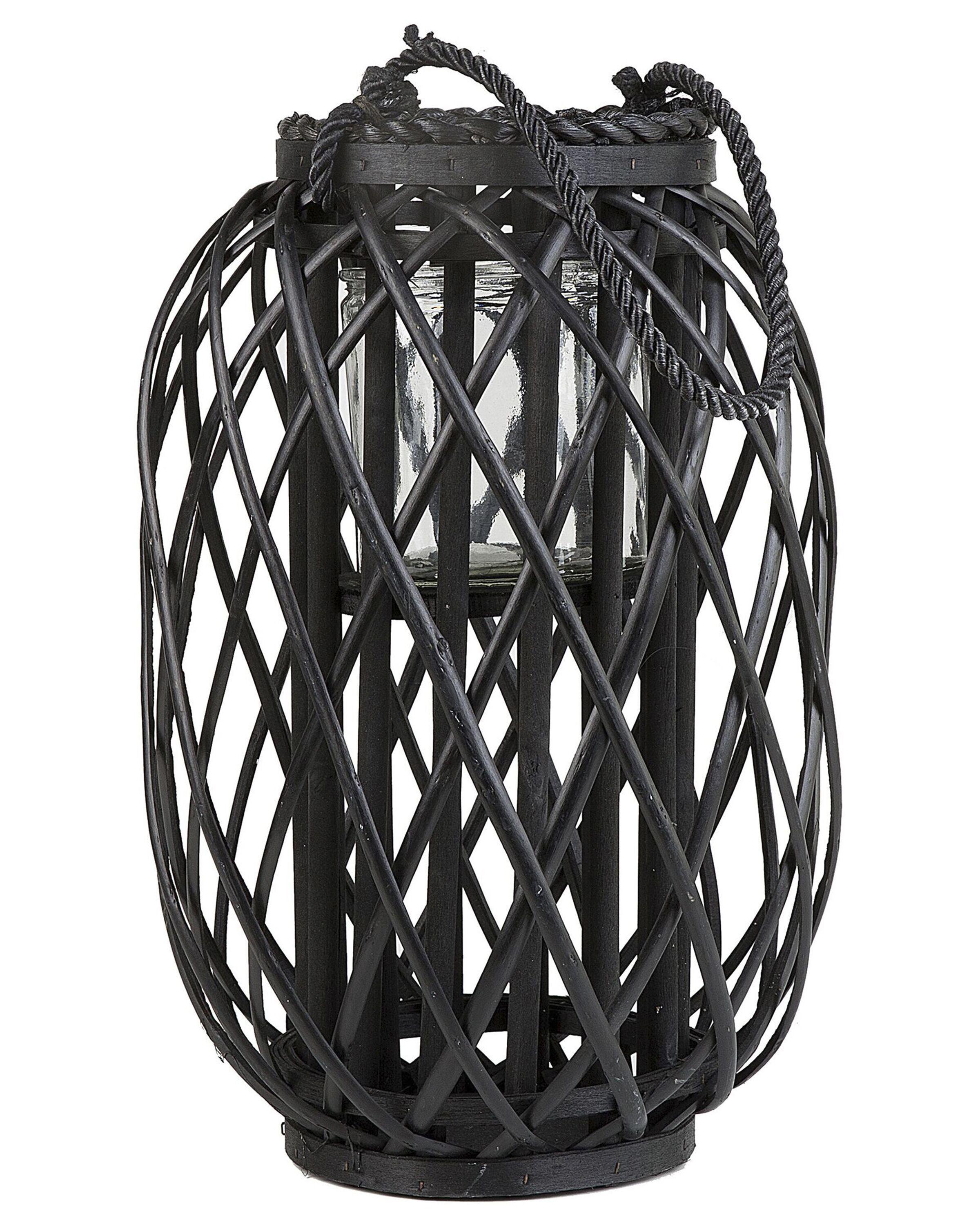 Lantaarn MAURITIUS Wilgenhout 40 cm Zwart