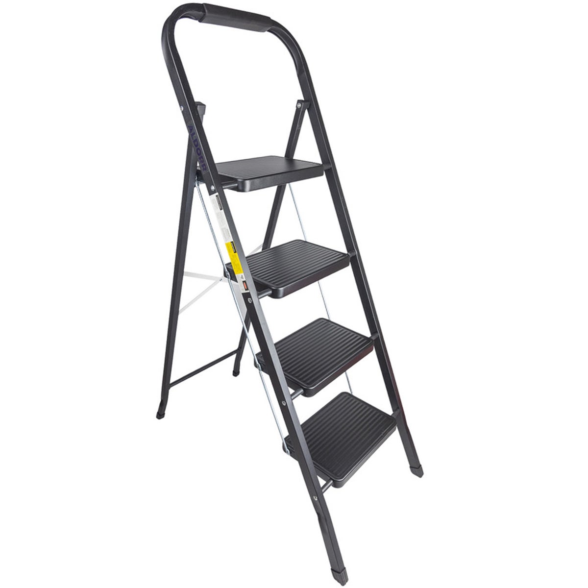 ALDORR Home - Opvouwbare trapladder 4 treden Huishoudladder Opvouwbare ladder van hoogwaardig aluminium - Zwart