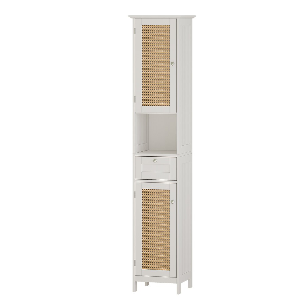 Vicco Hochschrank Rosario 32 x 170 cm, Weiß, 2 Türen, 1 Schublade, Badschrank, modern