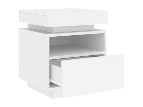 Armoire de chevet avec lumières LED blanc 40x39x48,5 cm