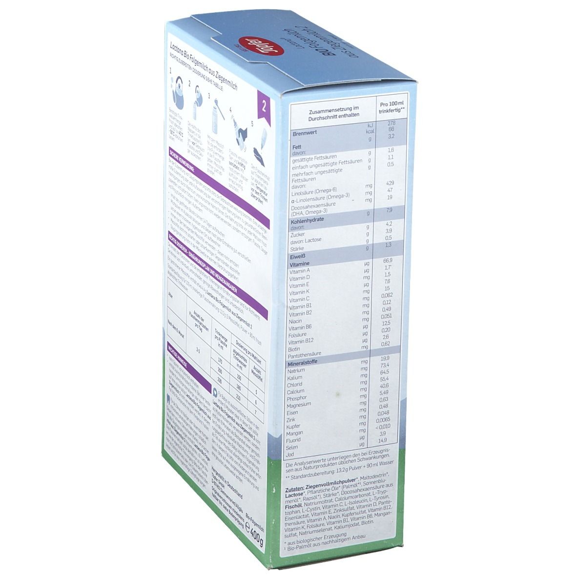 Töpfer Lactana Bio Folgemilch 2 aus Ziegenmilch ab dem 7. Monat