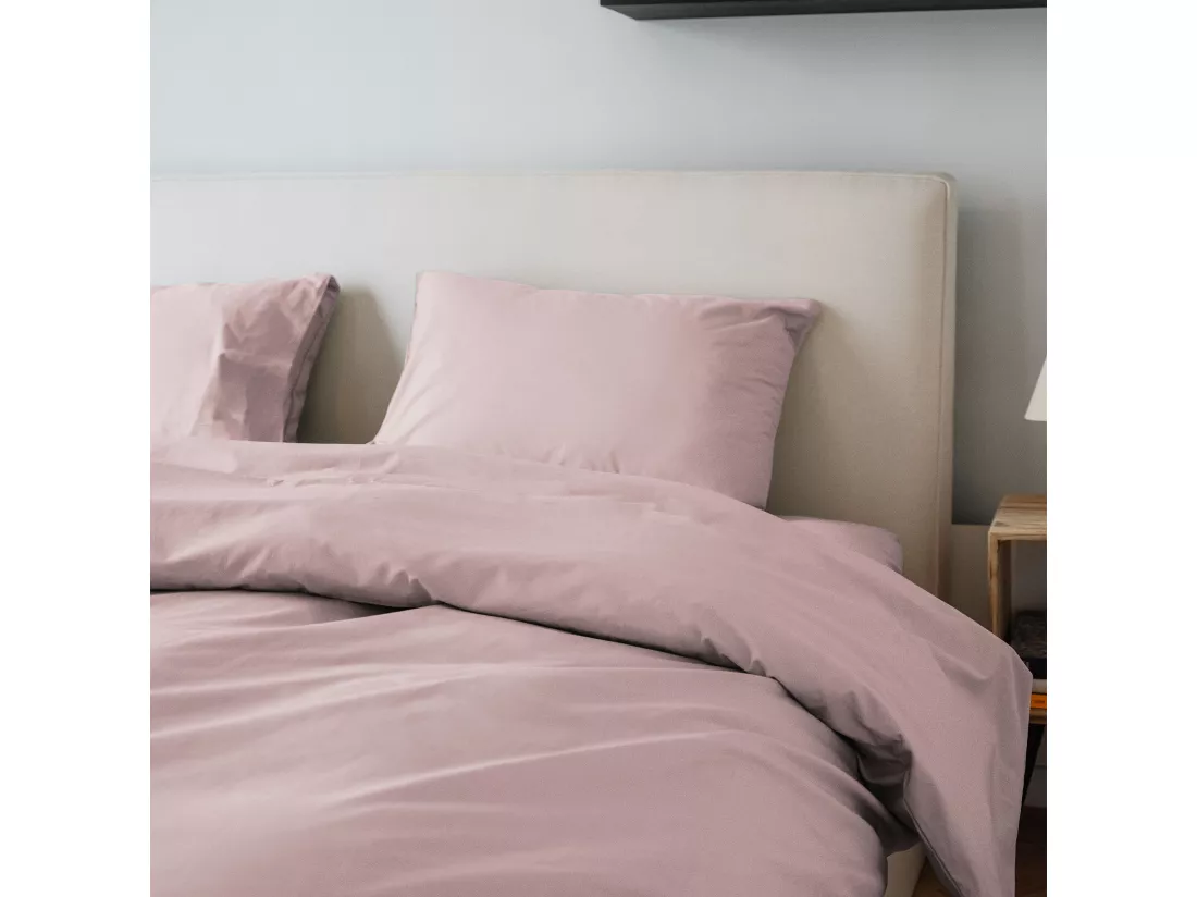 Taie d'Oreillers 65x65 cm - Rose Pâle - 100% percale de coton - Morphea