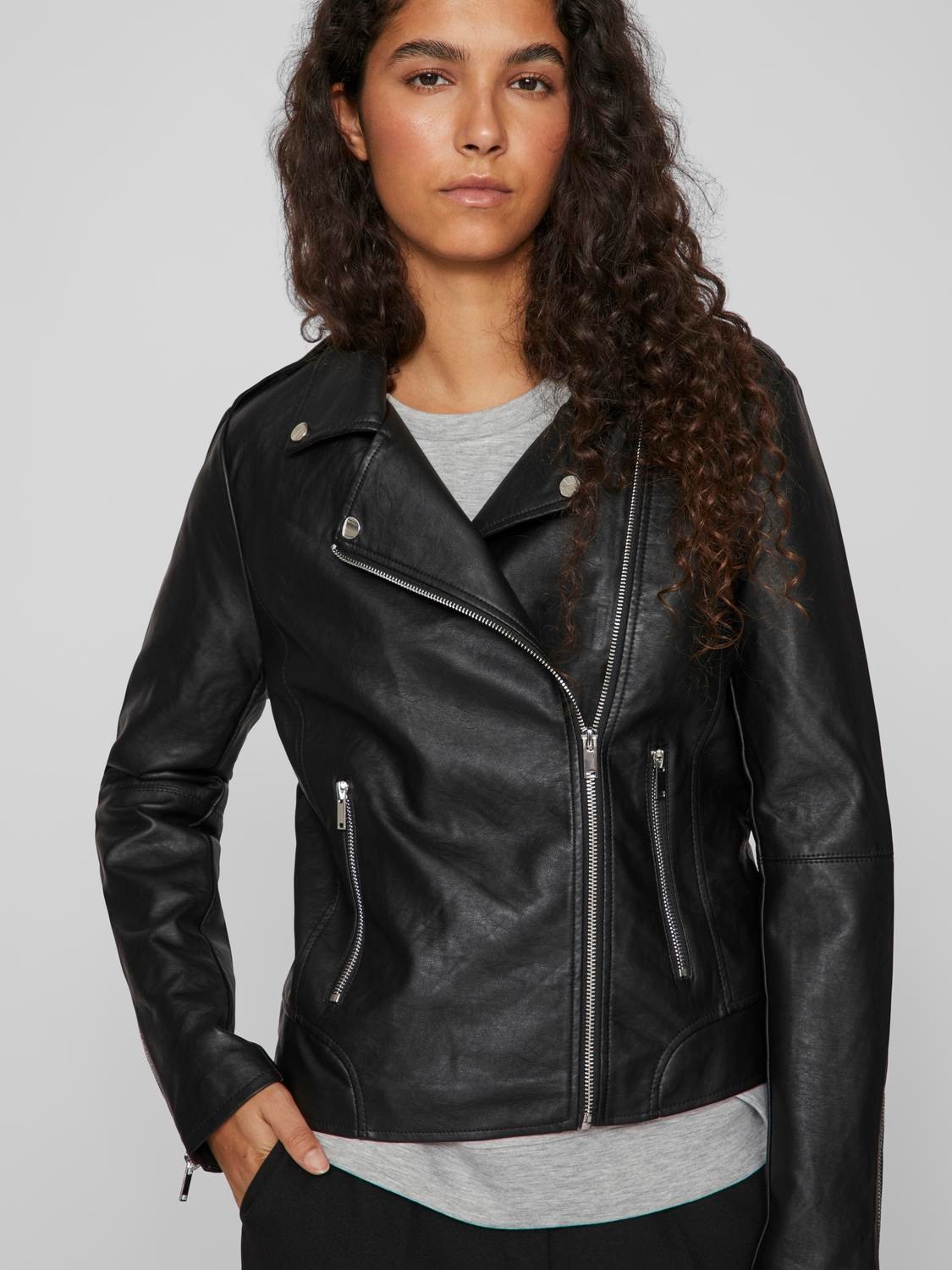 Vila Lederimitatjacke »VICARA COATED JACKET - NOOS« mit Biker Details