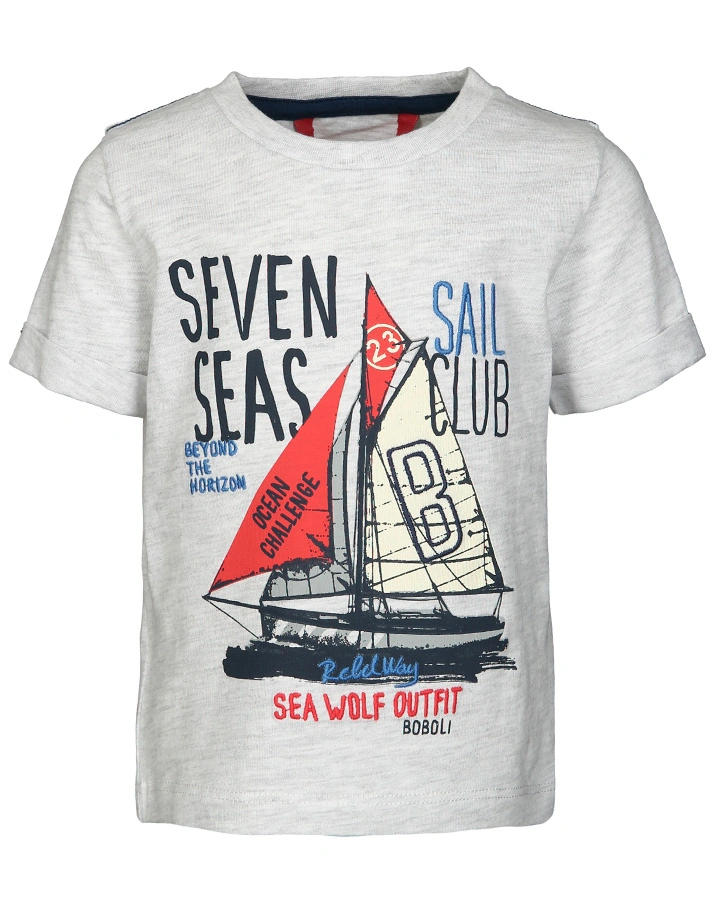 T-Shirt SEVEN SEAS meliert in hellgrau