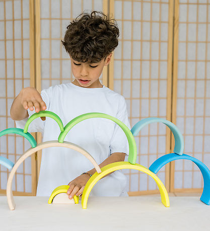 Grimms Holzspielzeug - Regenbogen - 10 Teile - Neongrün