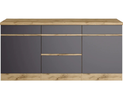 Held Furniture onderkast met lade en draaideur PISA BxDxH 180x60x86 cm grijs mat gedemonteerd scharnier omkeerbaar (links of rechts te monteren)