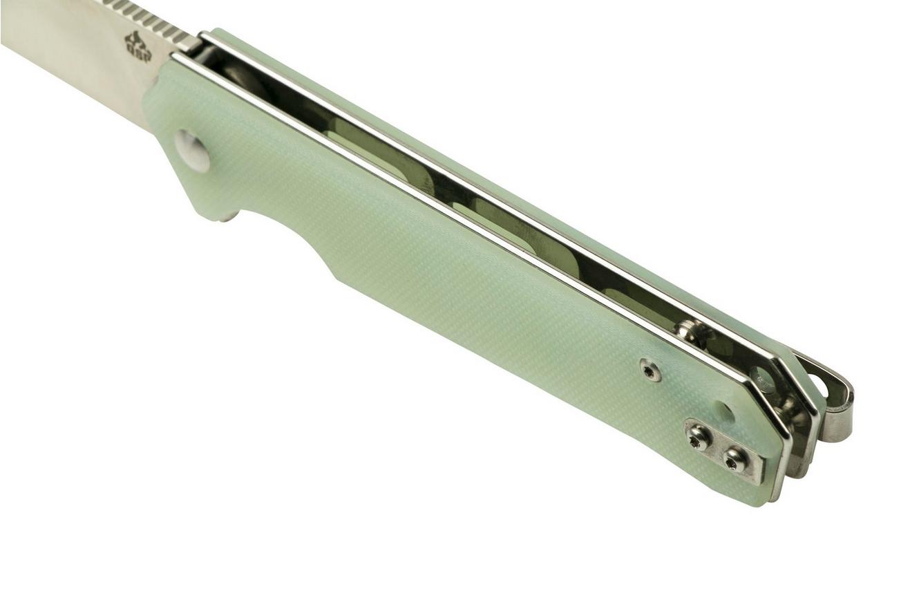 QSP Knife Mamba V2 QS111-J1, Satin, Jade G10, zakmes