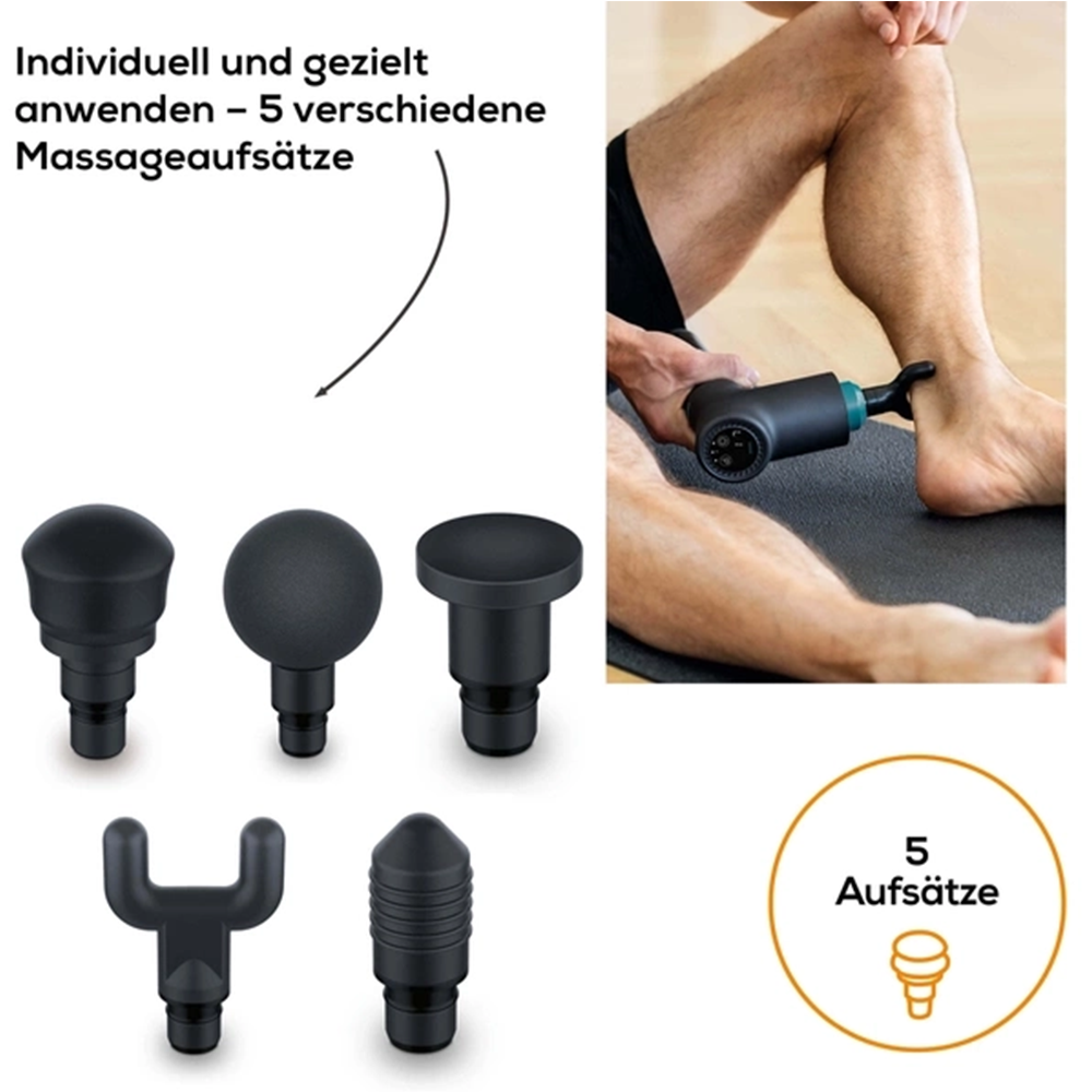 MG 185 Massage Gun Elektronische Muskelmassagepistole mit 5 Aufsätzen (64533) - Schwarz / Grün