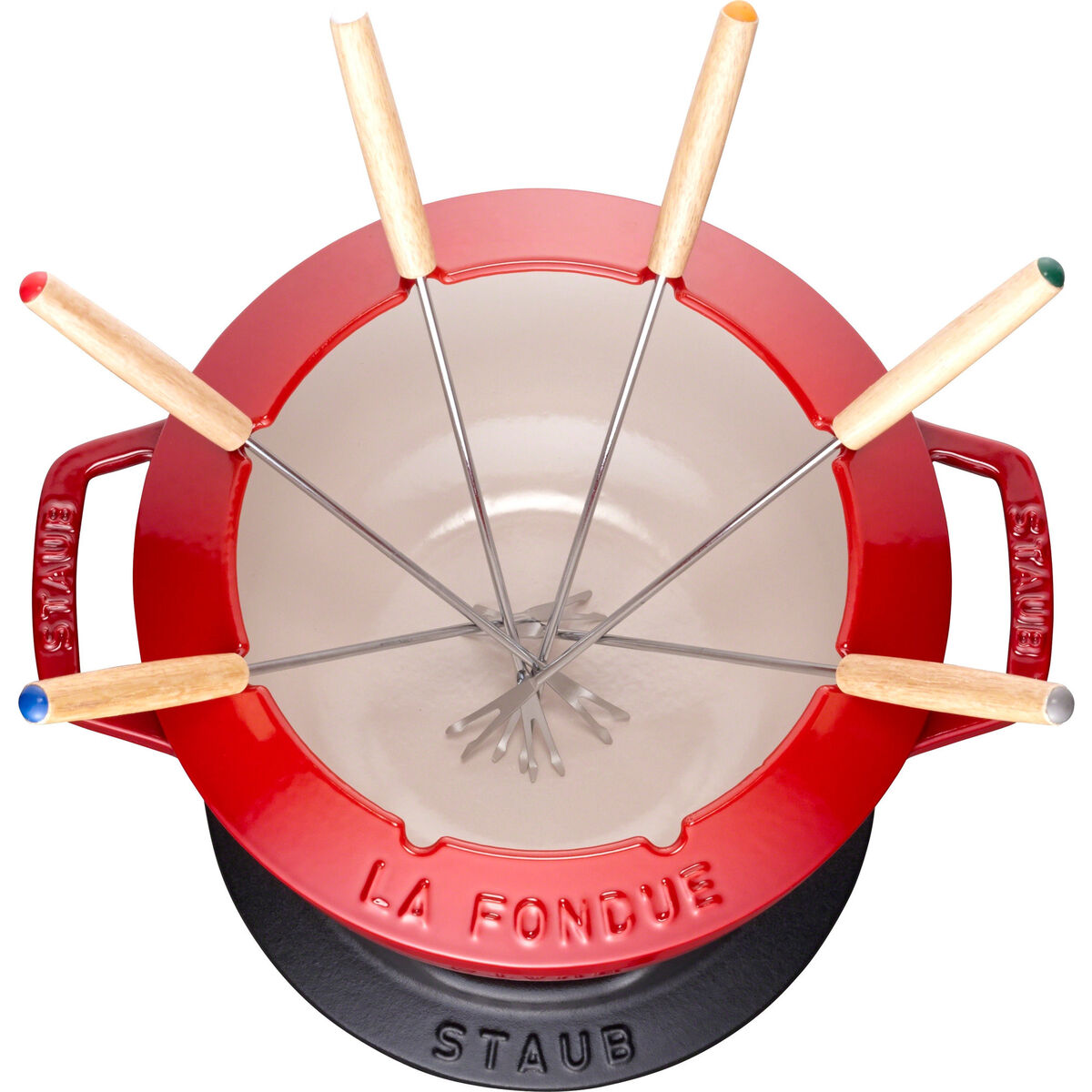 Fondue Sett 20 cm Rød med Creme Innside