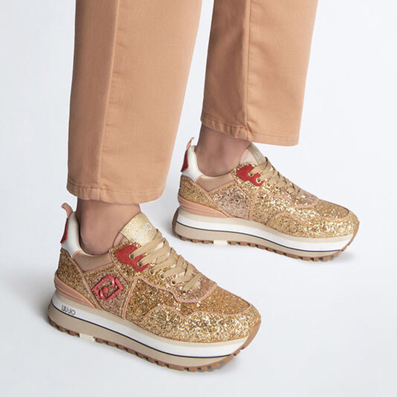 Liu-Jo Sneakers Marion strass doré/rose