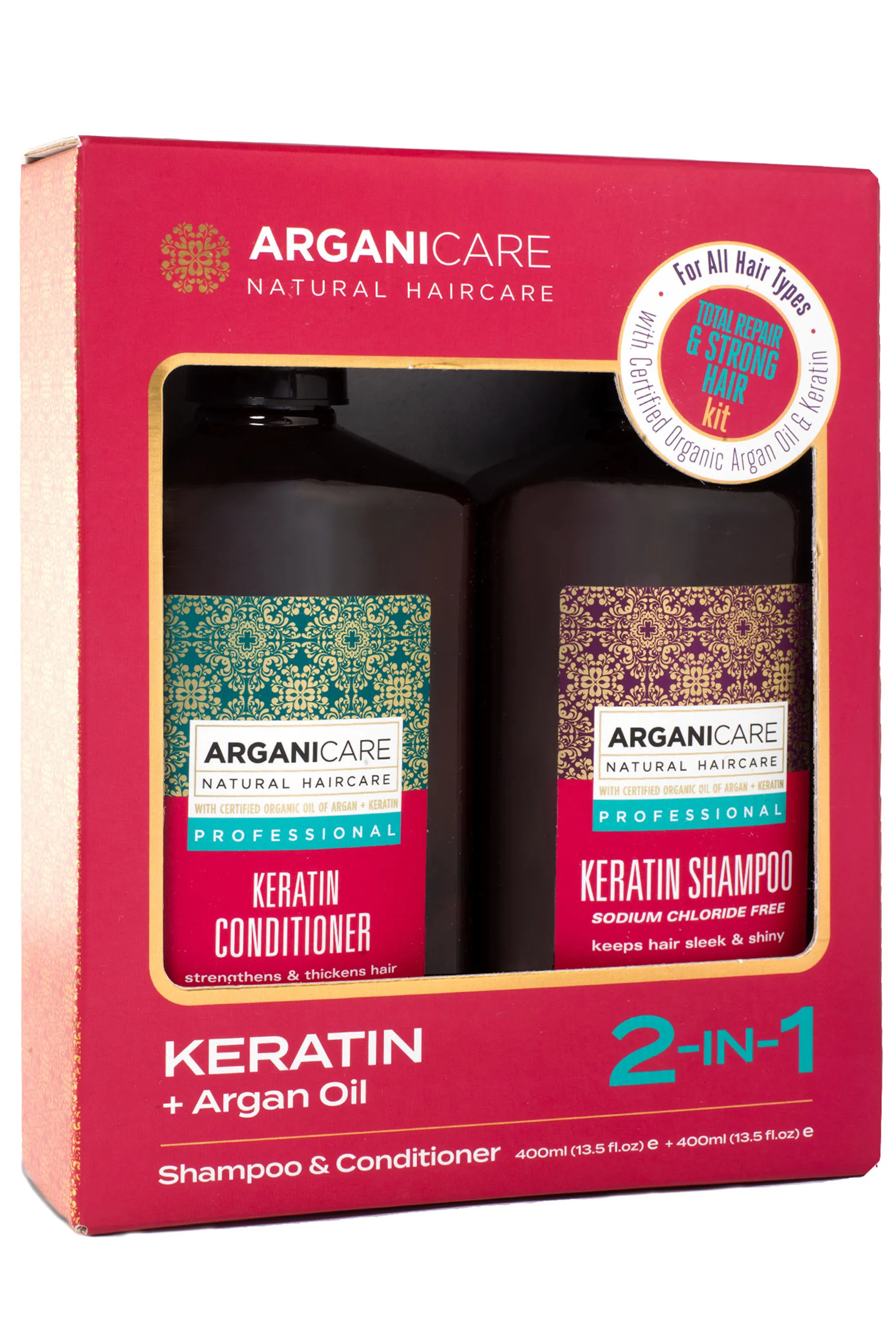Arganicare Duo shampoing et après-shampoing réparateur à la kératine-800 ml