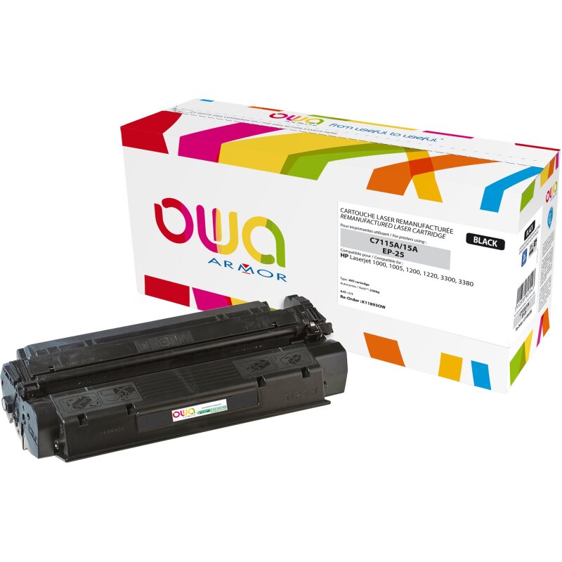 Toner remanufacturé OWA - standard - Noir - pour HP C7115A, CANON EP-25