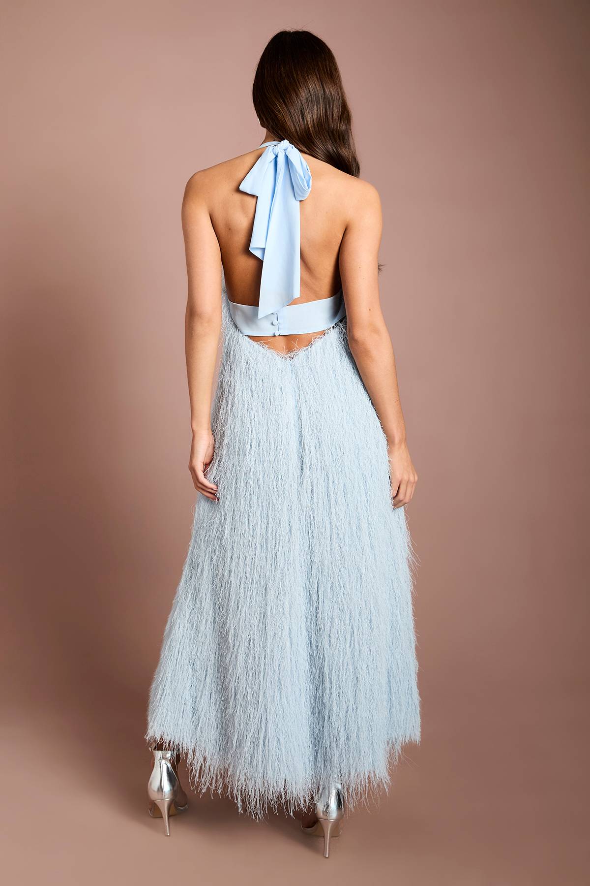 Coast Robe Midi Coast Muse À Col Licou Avec Franges En Fausses Plumes
