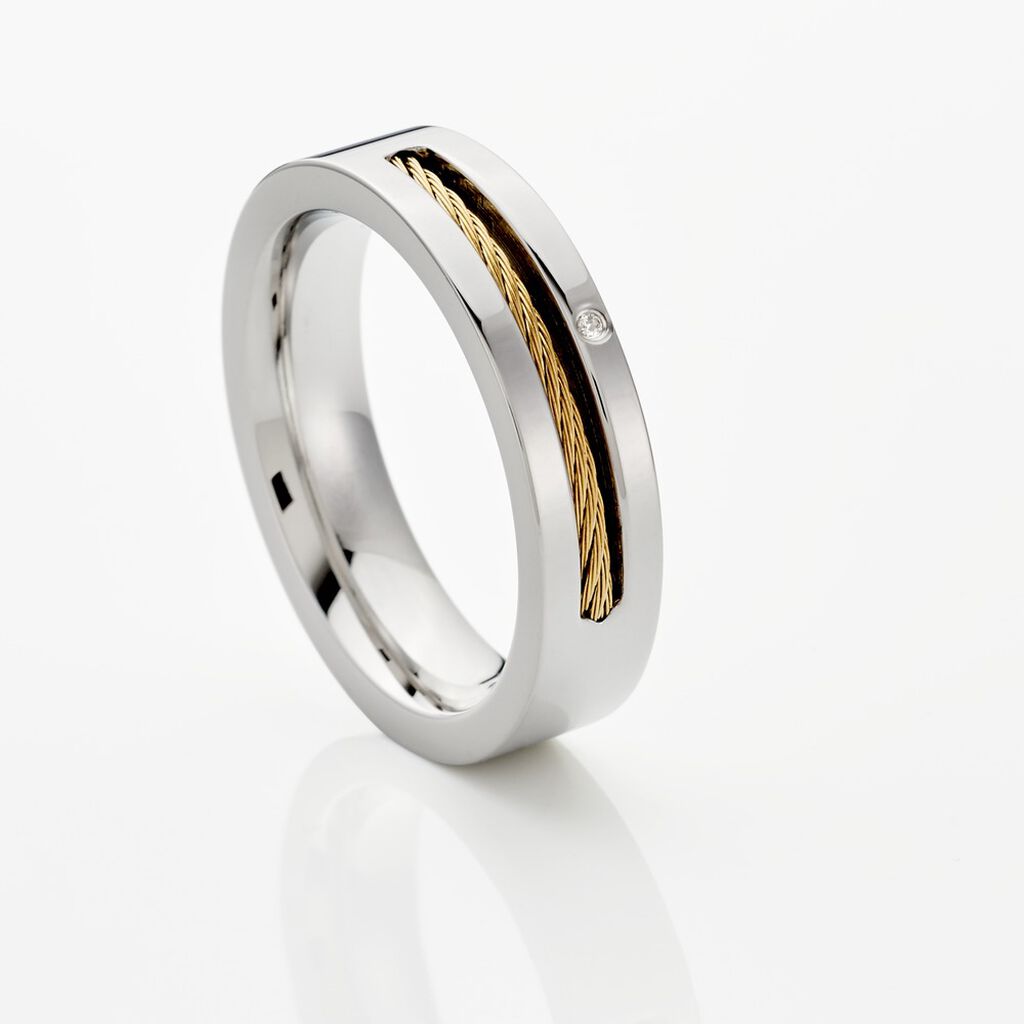 Bague Acier Blanc Stelios Diamant
