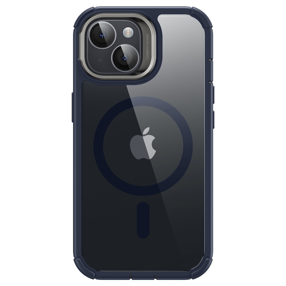iPhone 15 Magnetic Series Full Protective MagSafe Hülle mit Displayschutz   Kickstand - Schwarz / Transparent