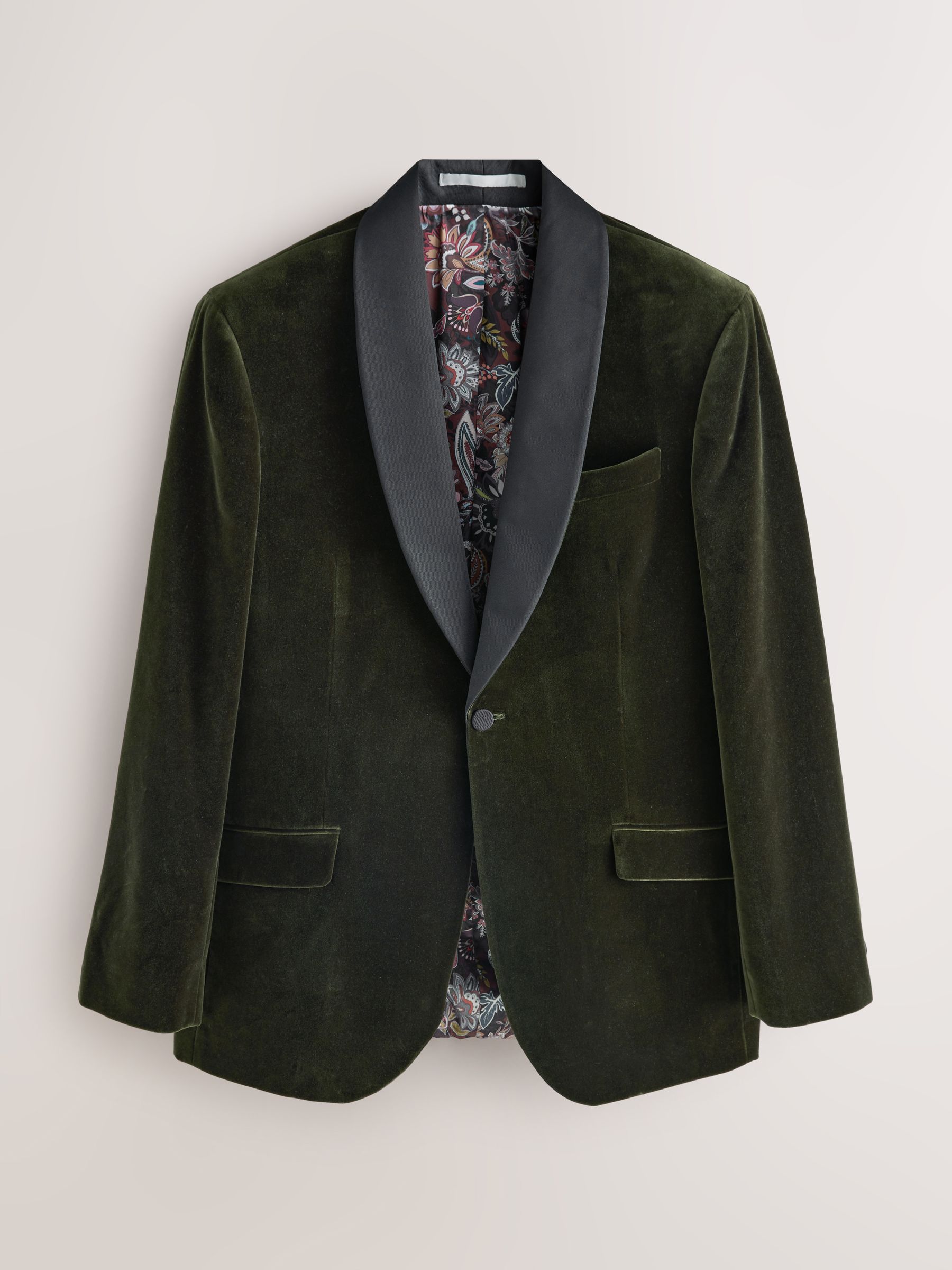 Groen - Normale Pasvorm - Signature Pontoglio Italian Velvet Blazer With Shawl Lapel