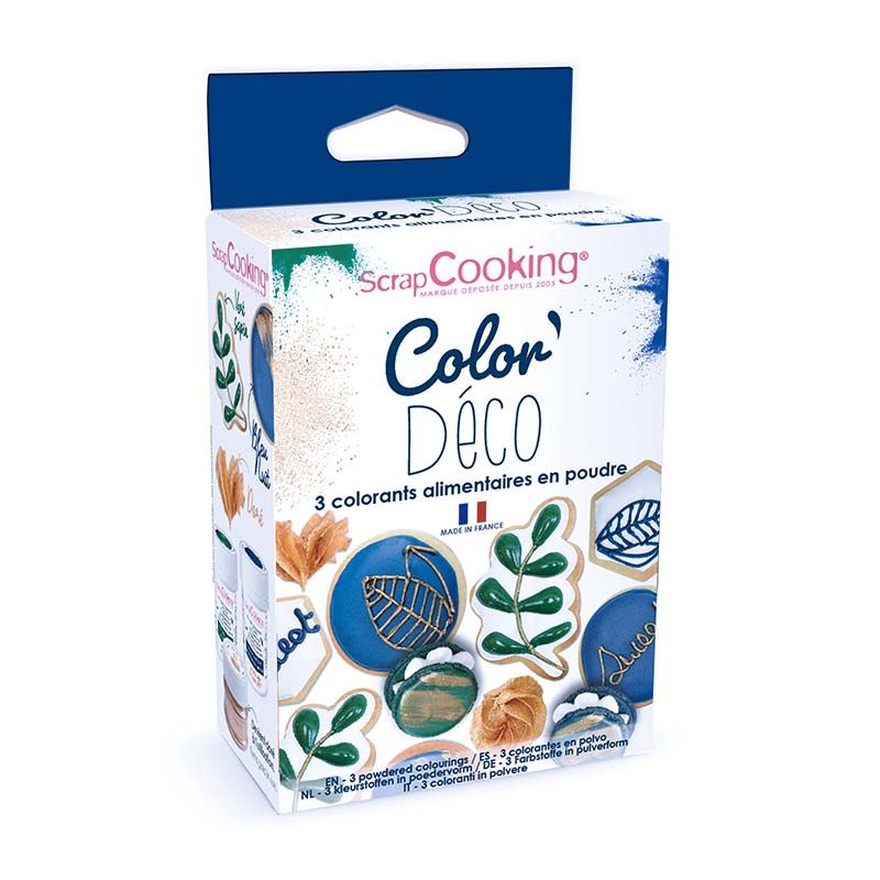 3 colorants en poudre vert, bleu, doré 3 x 5 g Scrapcooking