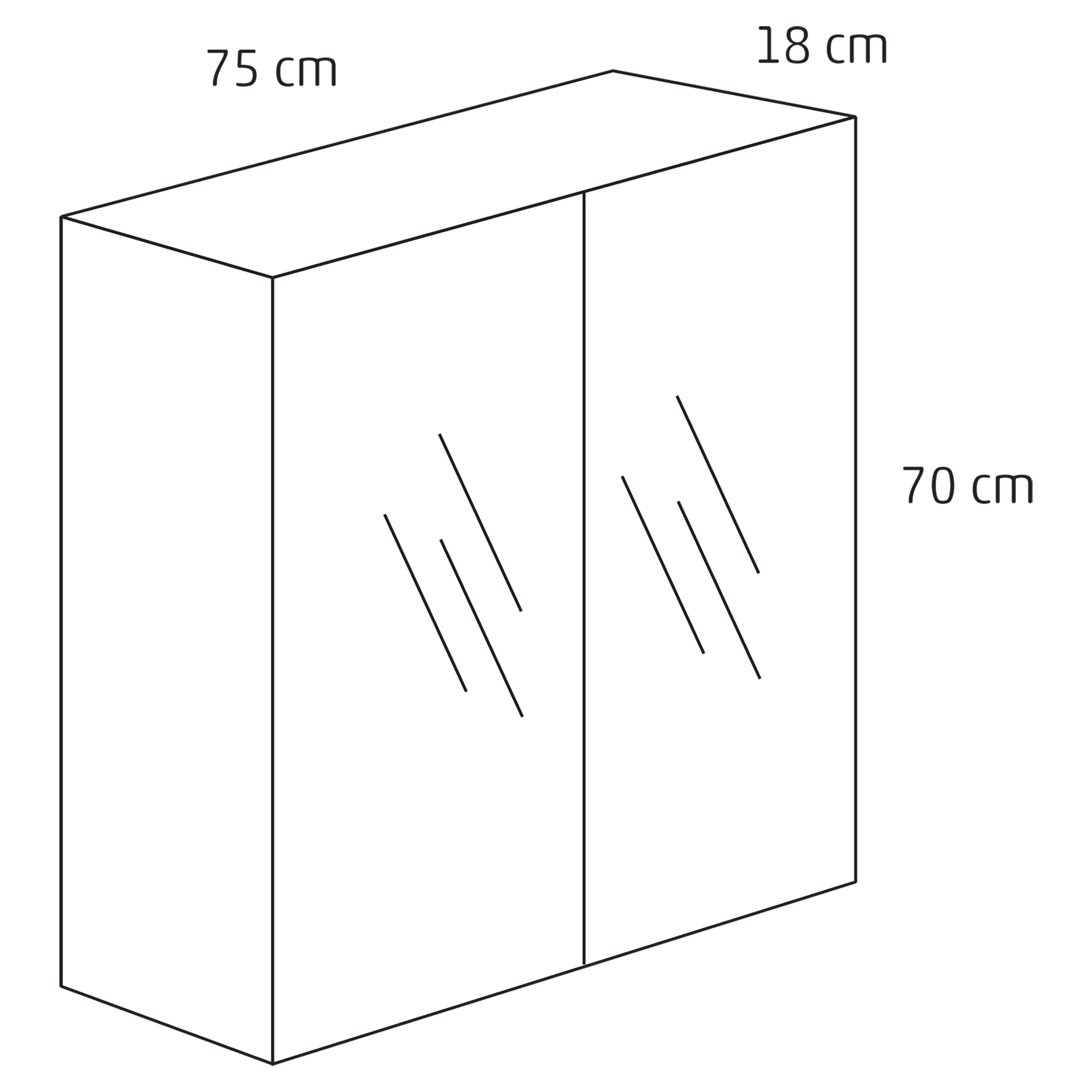 Differnz Reno spiegelkast 75cm eiken
