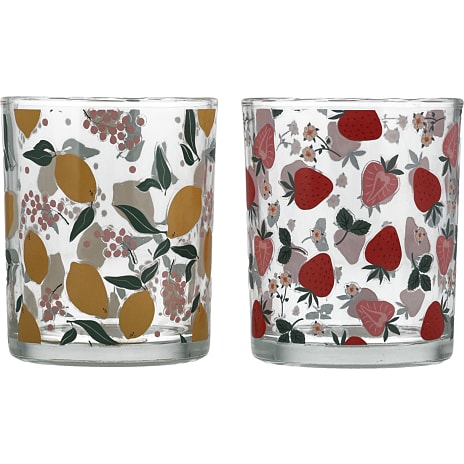 Fyrfadslysholder m. sommermotiver H: 8 cm - flere varianter - assorteret