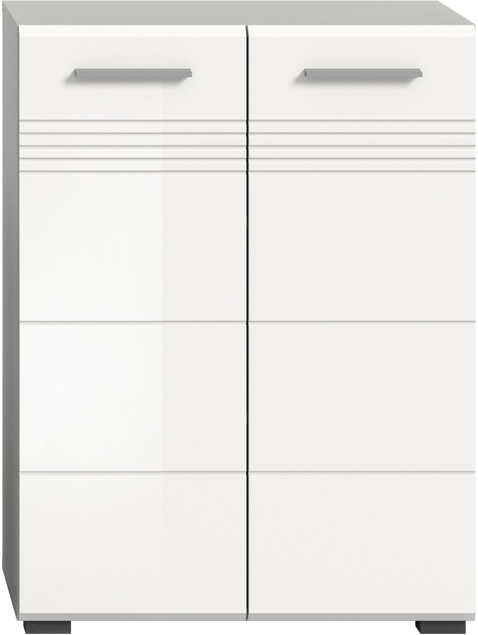 welltime Midischrank »Calcio, Höhe 80 cm, 2 Türen, 2 Einlegeböden, 3 Fächer« MDF Front, Badschrank, Bad-Möbel, Badezimmer